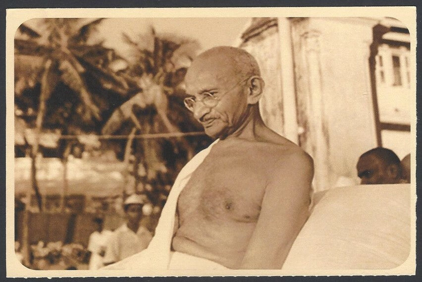 AOP India full back pictorial 50p Gandhi postal card GANDHI