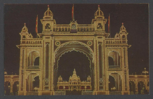 AOP India vintage color postcard Palace, Front Gate Mysore