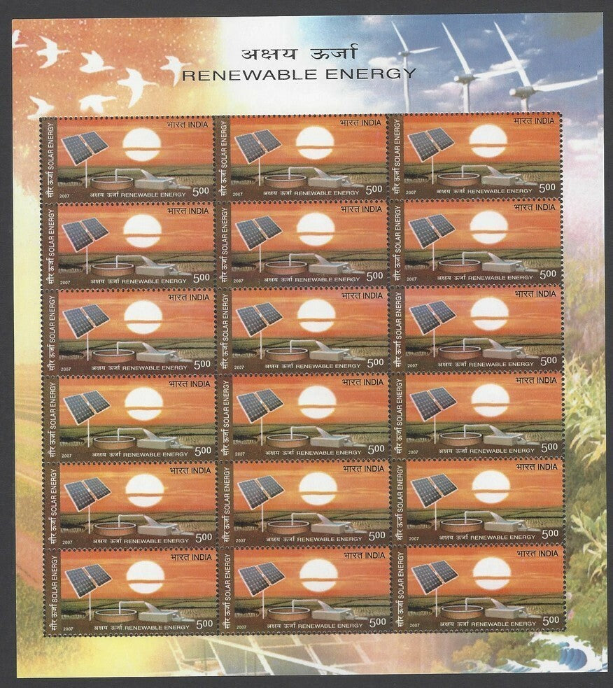 India 2007 Renewable Energy complete set of 5 sheetlets MNH