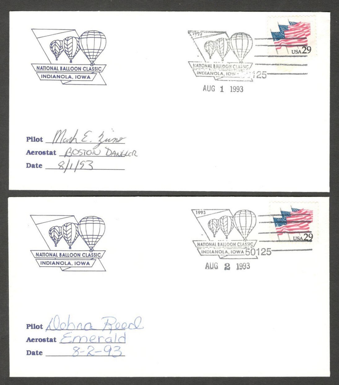 National Balloon Classic, Indianola 1993 covers signed by Pilots (10)
