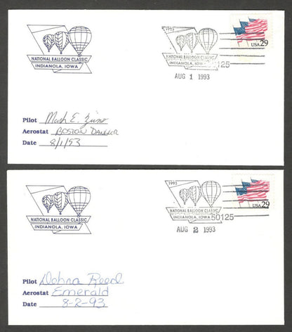 National Balloon Classic, Indianola 1993 covers signed by Pilots (10)
