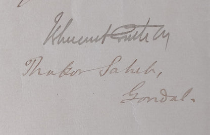 AOP India 1900 letter signed Maharaja of Gondal Bhagwatsinhji