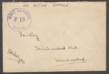 Poland WW2 Auxillary Army in India used crested envelope