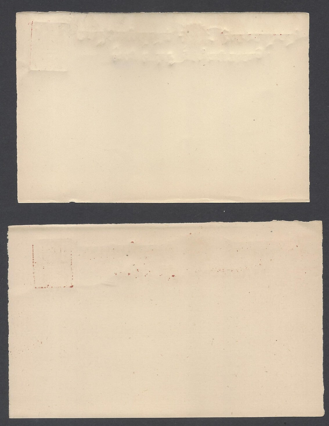 India Kashmir 1887 1/4a brick red, rose & pale rose postal cards unused. HG #2