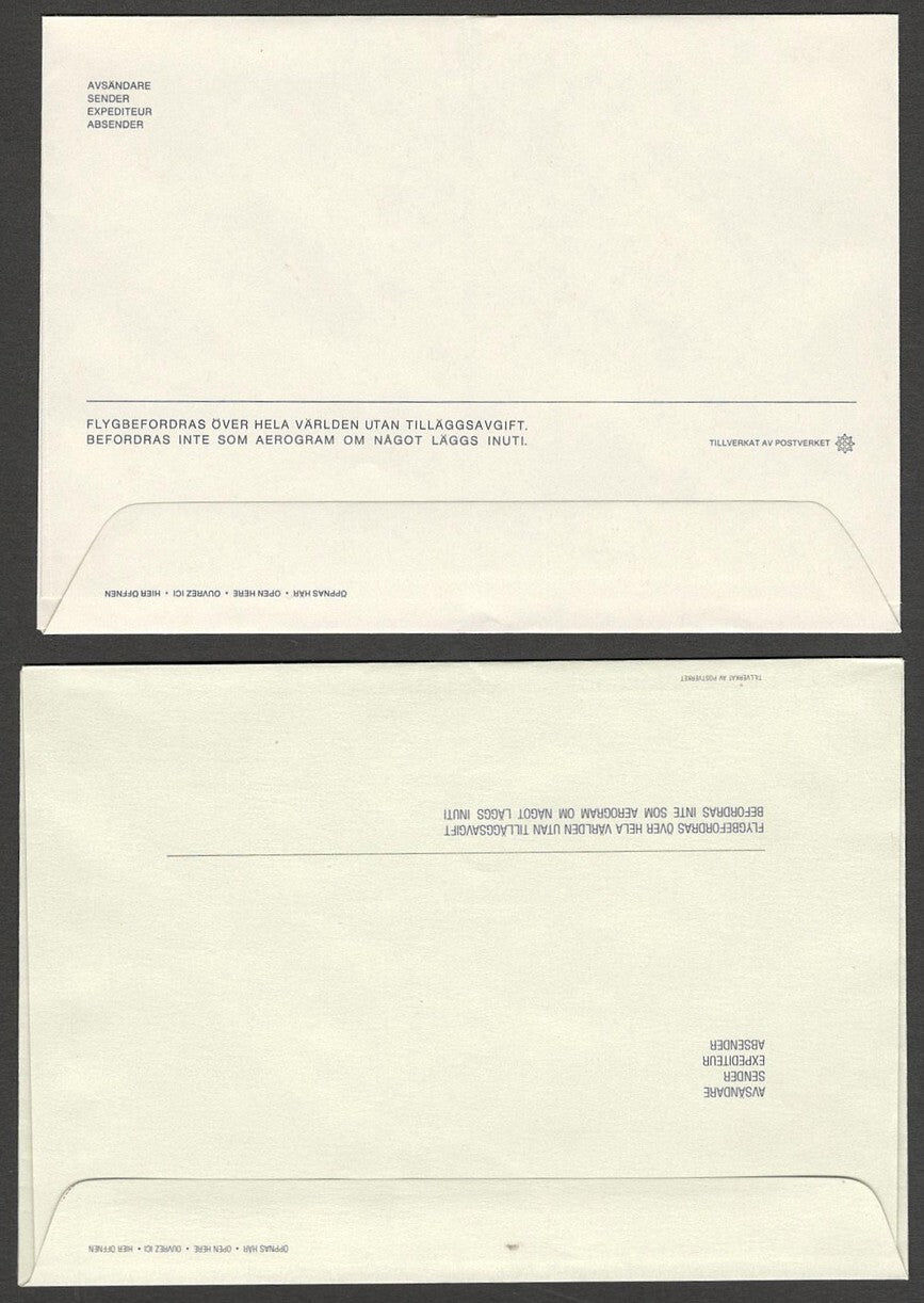 (AOP) India Sweden 1971-76 aerogrammes & airmail envelopes most unused (7)