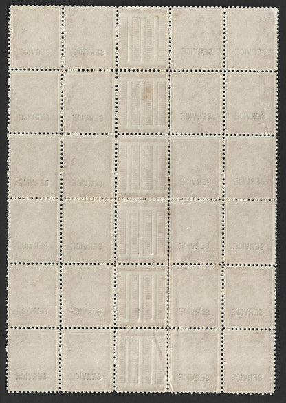 India Travancore 1946 8ca carmine perf 11 gutter block of 24 mint SG O108 £144