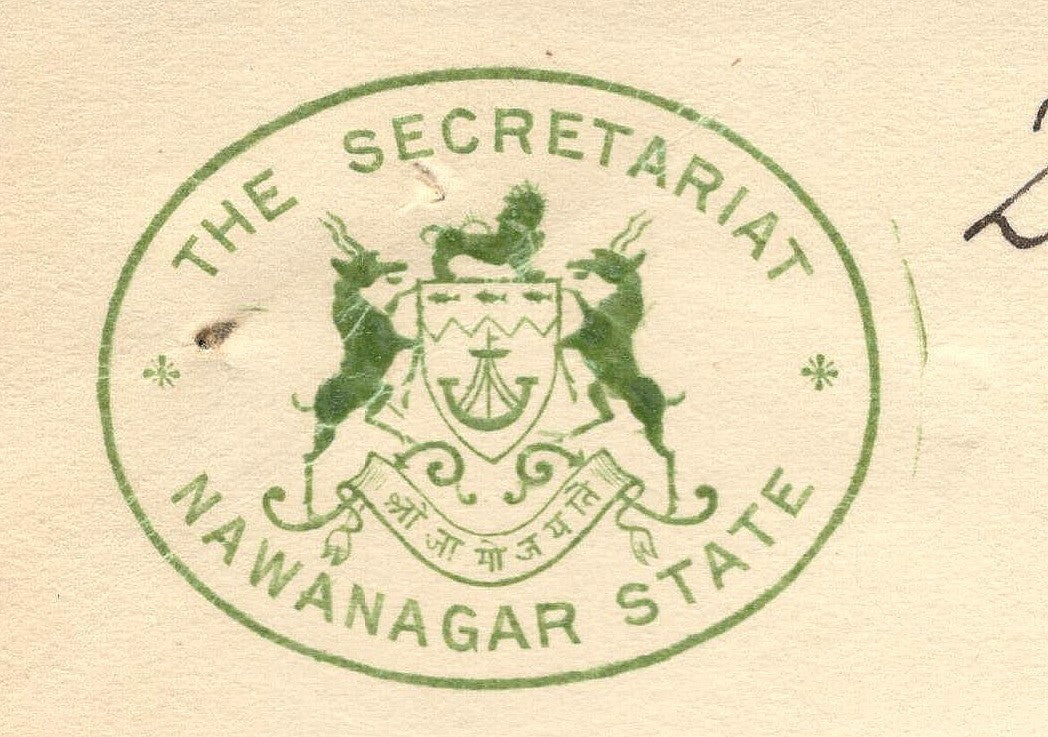 India 1931 crested letter THE SECRETARIAT / NAWANAGAR STATE signed Political Sec