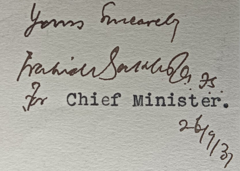India 1931 crested letter CHIEF MINISTER / BAHAWALPUR GOVERNMENT