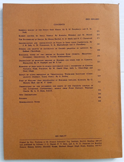 AOP India JOURNAL of the Bombay Natural History Society 1988 