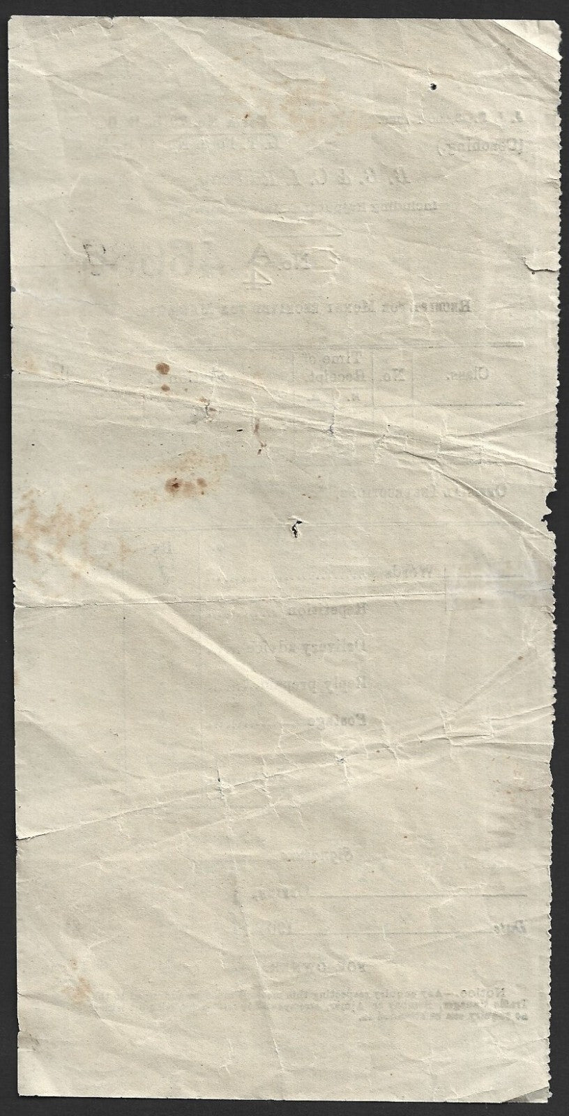 India 1907 B. B. & C. I. Railway Telegram receipt