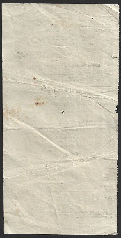 India 1907 B. B. & C. I. Railway Telegram receipt