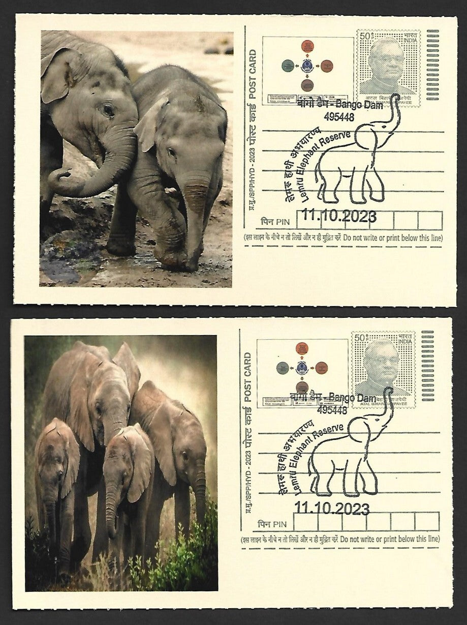 India ELEPHANTS 2023 Lemru Elephant Reserve pictorial commemorative postcards x8