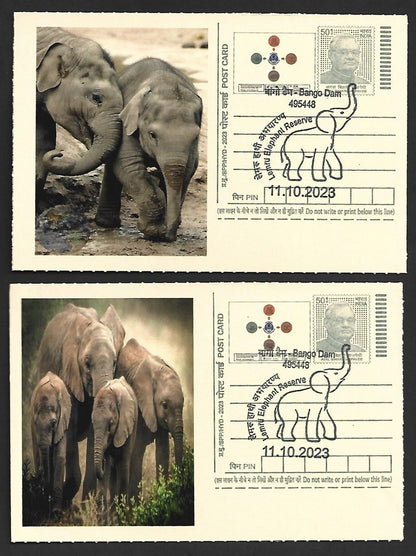 India ELEPHANTS 2023 Lemru Elephant Reserve pictorial commemorative postcards x8