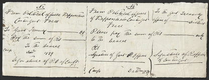 India 1879 hand drawn check cheque Political Agent of Kaputhala Contingent Force