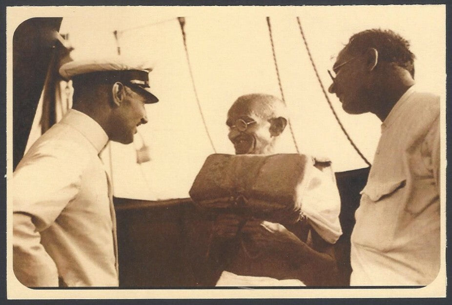 AOP India full back pictorial 50p Gandhi postal card GANDHI 