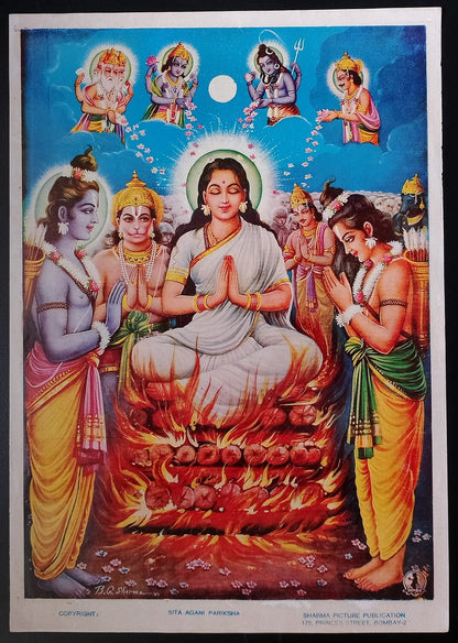 (AOP) India vintage poster SITA AGANI PARIKSHA by Sharma Pictures 14x10inches