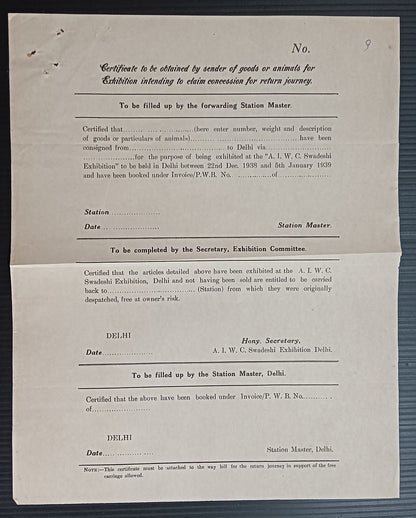 India 1938 All India Women's Conference SWADESHI EXHIBITION correspondence