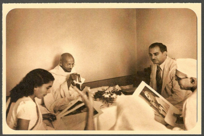 AOP India full back pictorial 50p Gandhi postal card GANDHI 