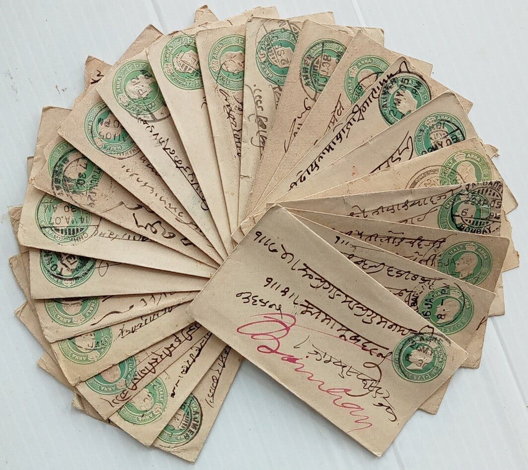 India KEdVII 1/2a green envelopes x 100 selected for condition WHOLESALE