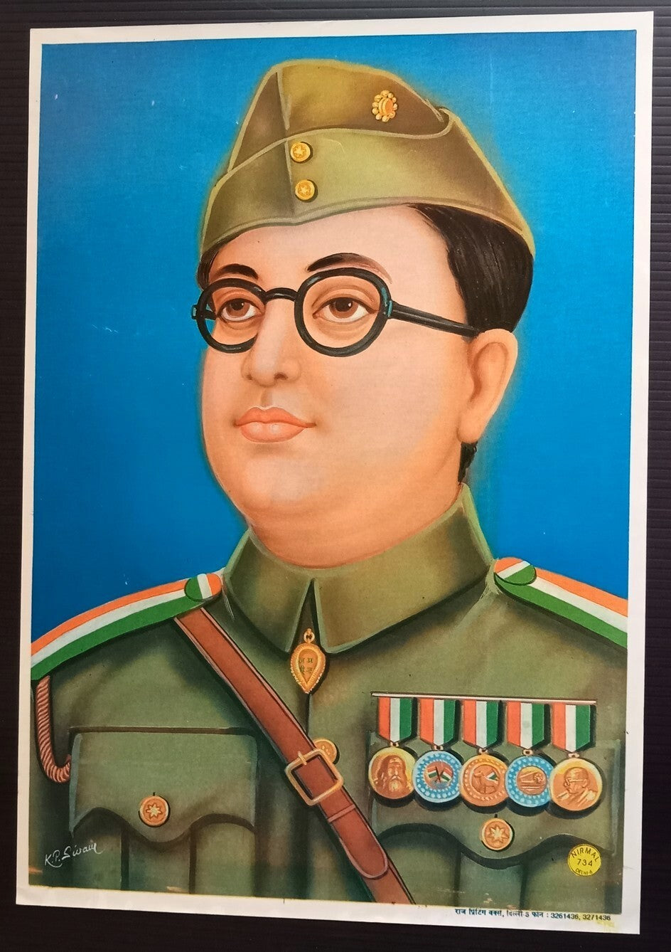 India vintage poster Subhas Chandra Bose 8.5"x12" inches