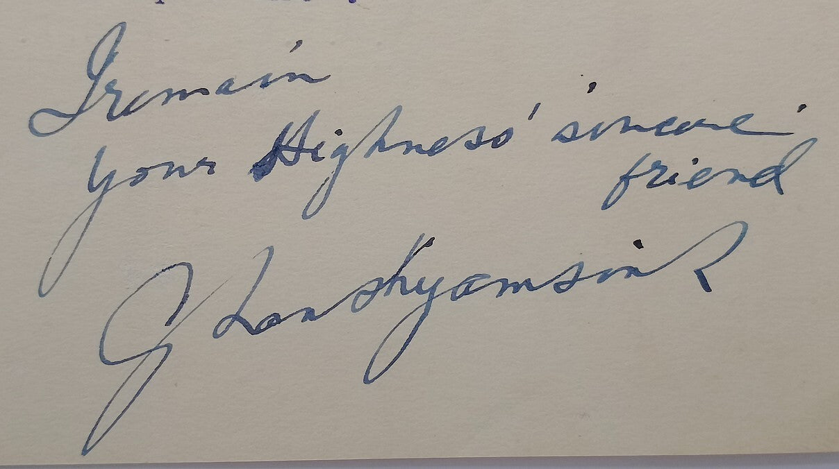 DHRANGADHRA India1940 crested letter signed Maharaja Ganshyamsinhji Ajitsinhji