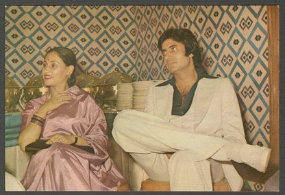AOP India Bollywood vintage postcard AMITABH & JAYA BHADURI ELAR 414
