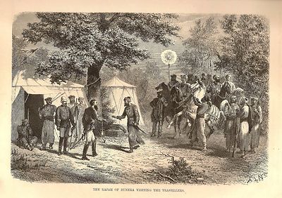 India 1876 Wood Engraving THE RAJAH OF BUNERA VISITING THE TRAVELLERS