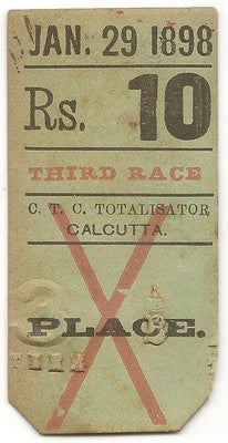 India CTC Calcutta Turf Club 1898 Betting ticket Race 3