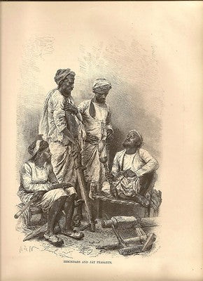 India 1876 Wood Engraving ZEMINDARS & JAT PEASANTS