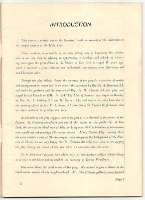 India 1950 Souvenir of The Passion Play.