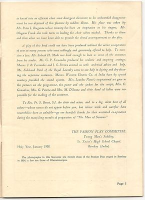India 1950 Souvenir of The Passion Play.