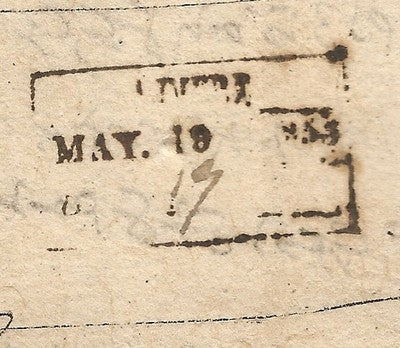 India 1853 AJMERE Post Office BEARING & PAID boxed postmarks.