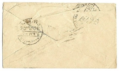 India 1906 multiple impressions of a PD mark used to obliterate incorrect charge