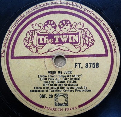 India TWIN 78rpm Gracie Shields in Shipyard Sally MADE IN INDIA