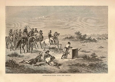 India 1876 Wood Engraving ANTELOPE HUNTING WITH THE CHEETAH