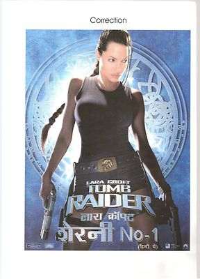 Lara Croft Tomb Raider color proofs & trials etc for India poster