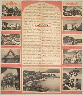 India 1950s RAJASTHAN Tourist Promotion folder