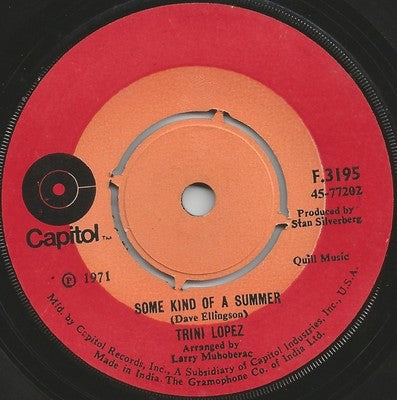 Trini Lopez 1971 45rpm Capitol record MADE IN INDIA