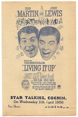 Living It Up Jerry Lewis Dean Martin 1956 herald printed for India