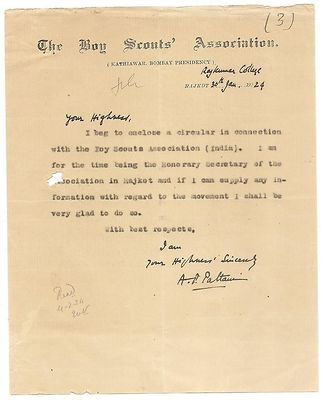 India 1924 Boy Scouts Association letterhead & printed Viceroy's Office letter.