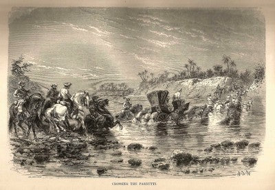 India 1876 Wood Engraving CROSSING THE PARBUTTI