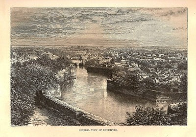 India 1876 Wood Engraving GENERAL VIEW OF BHURTPORE