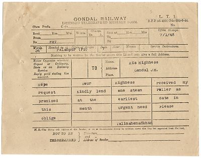 India 1947 correspondence wi telegram TALEY MUHAMMED KHAN Nawab of Palanpur etc.