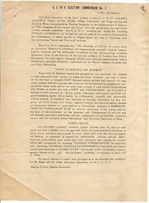 India 1946 Gramist Legion of Victory GLOV pamphlet etc.