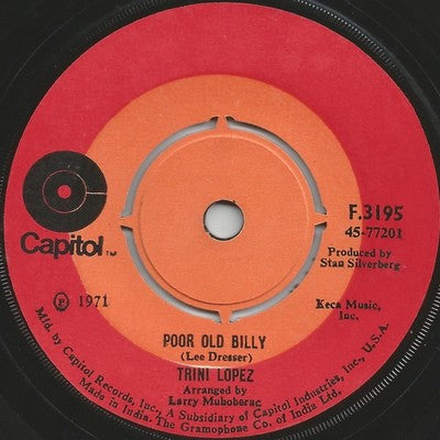 Trini Lopez 1971 45rpm Capitol record MADE IN INDIA