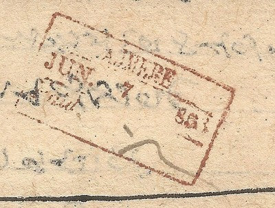 India 1853 AJMERE Post Office BEARING & PAID POSTMARKS.