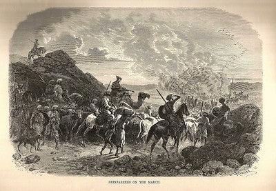 India 1876 Wood Engraving BRINJAREES ON THE MARCH