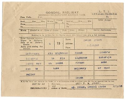 India 1947 correspondence wi telegram TALEY MUHAMMED KHAN Nawab of Palanpur etc.