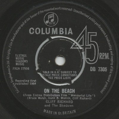 Cliff Richard On The Beach 45rpm record MADE IN INDIA